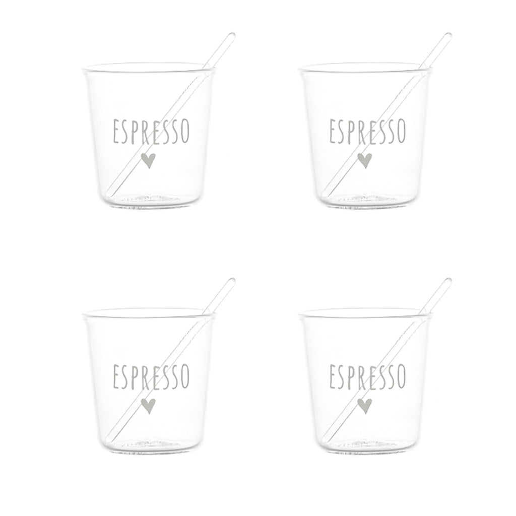 Set 4 bicchierini da caffè "Espresso" in bianco - Simple Day
