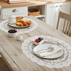 Tovaglietta vinile beige con decoro pizzo - Blanc Mariclò