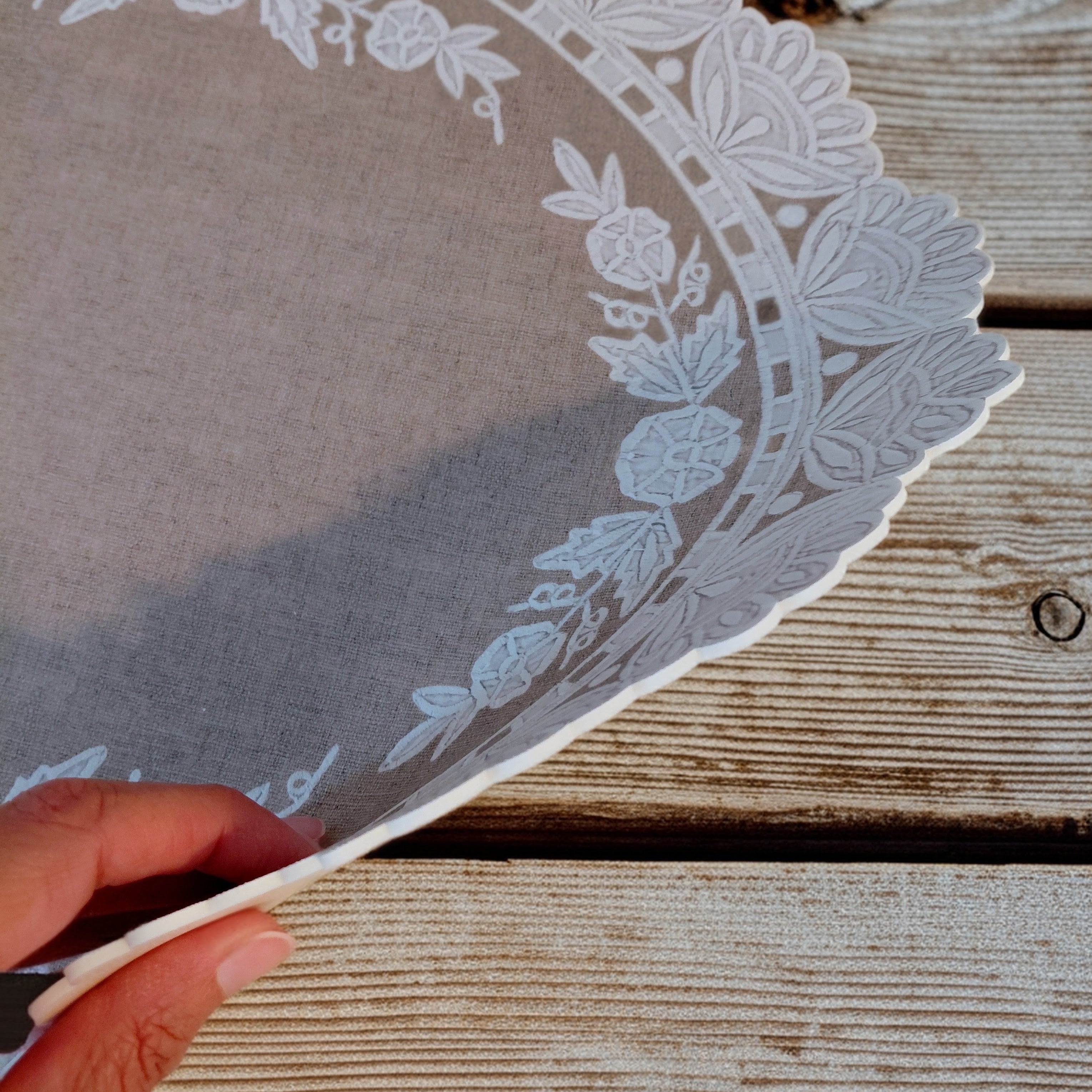 Tovaglietta vinile beige con decoro pizzo - Blanc Mariclò