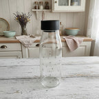 Clear Glass Water Bottle with Black Self-Opening Cap - Bastion Collection