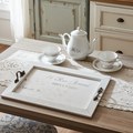 Hand-painted wooden tray with antique handles - 45x29cm