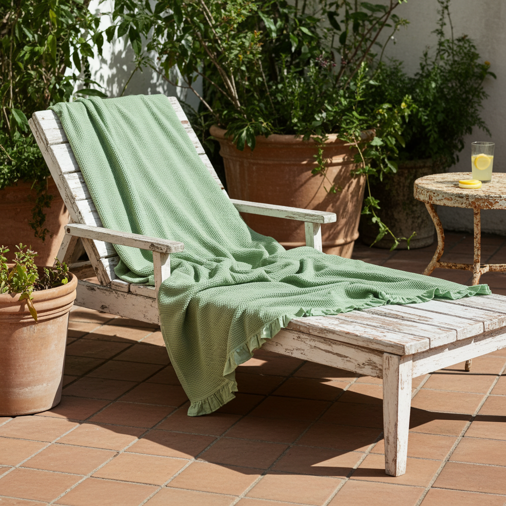 Telo mare nido d'ape in cotone con frappa in diversi colori - L'Atelier 17