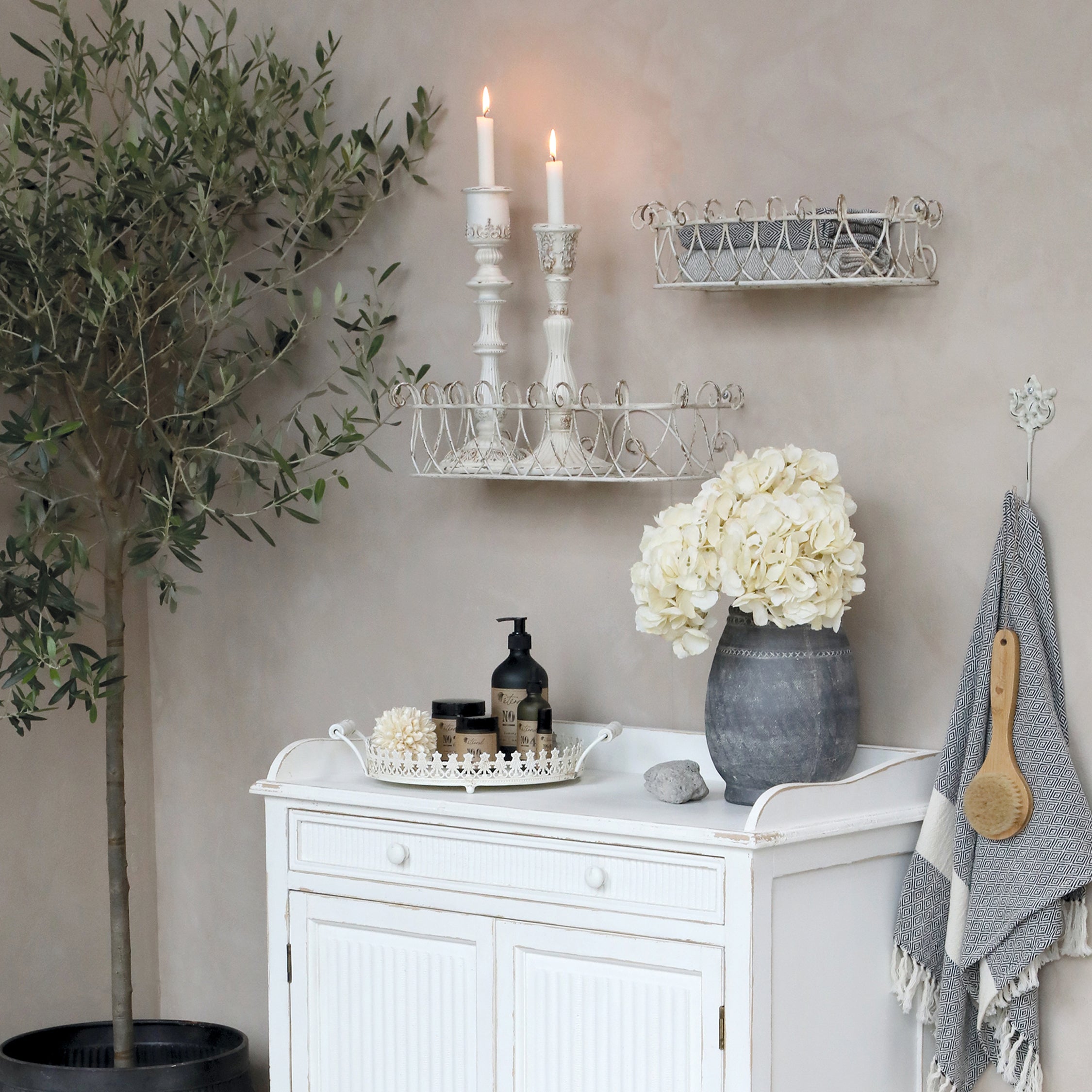 Mensola in ferro battuto - bianco antico - Chic Antique