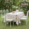 Tovaglia 10 posti resinata beige con fiorellini e balza fiorellini "Le Flowers" - L'Atelier 17
