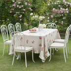 Tovaglia 10 posti resinata beige con fiorellini e balza fiorellini "Le Flowers" - L'Atelier 17