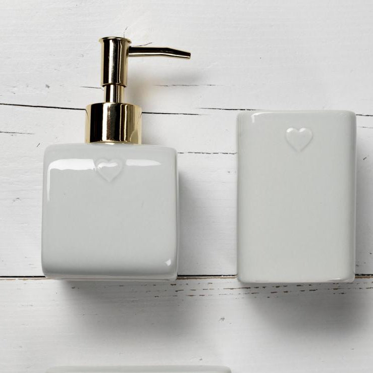 Dispenser + Porta spazzolino Grigio tenue - Luxe Lodge