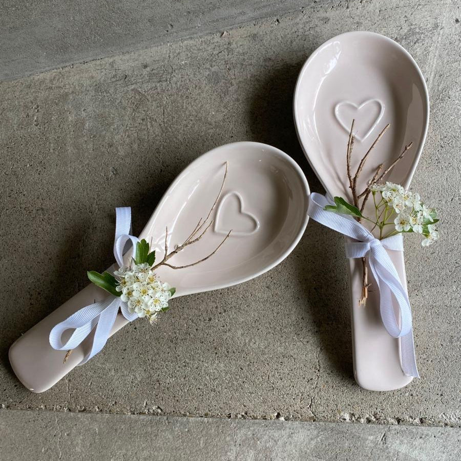 Baby Pink Heart Spoon Holder - Luxe Lodge