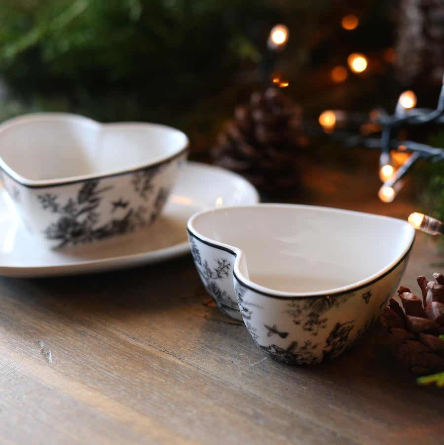 Coppetta a cuore bianca con decoro nero - Luxe Lodge