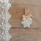 Handmade ceramic biscuit-decorated peg for package closure - 10x5cm
