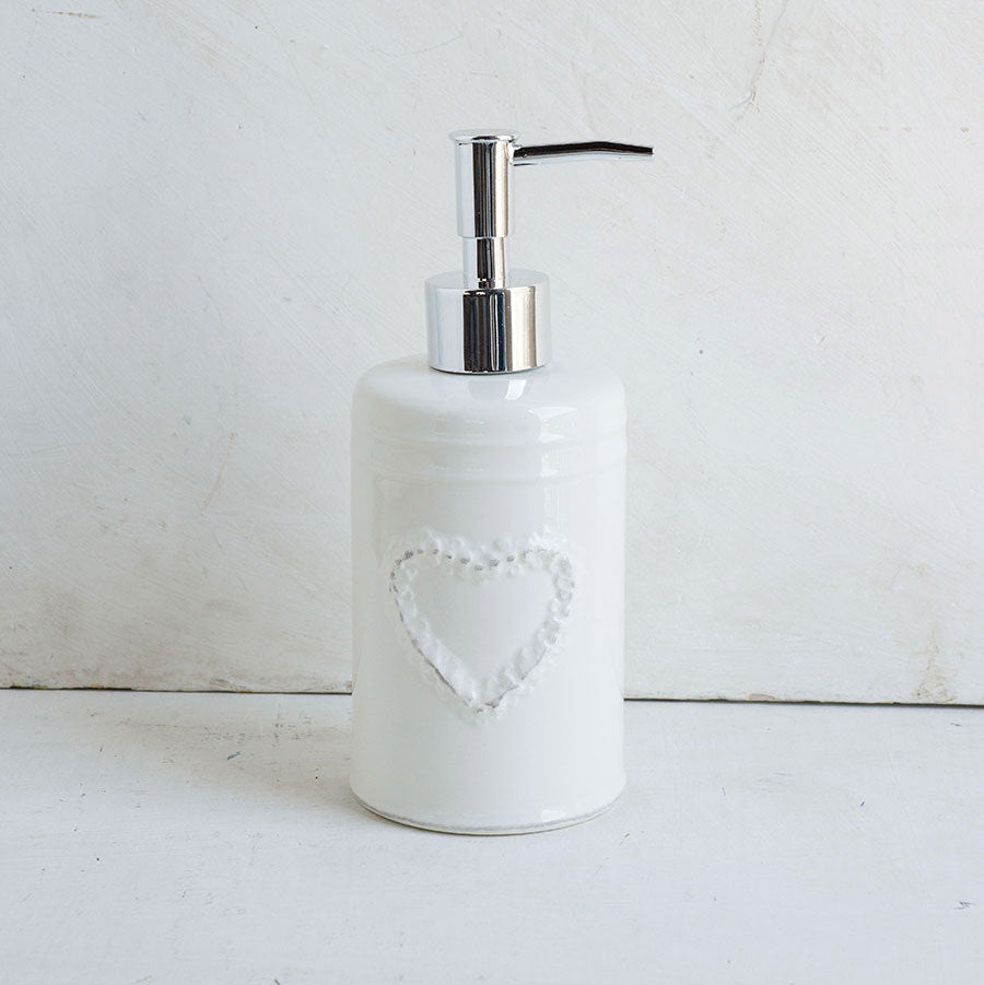 Dispenser sapone liquido con cuore bianco - Luxe Lodge