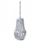 Small white pendant lamp with crystals - Chic Antique