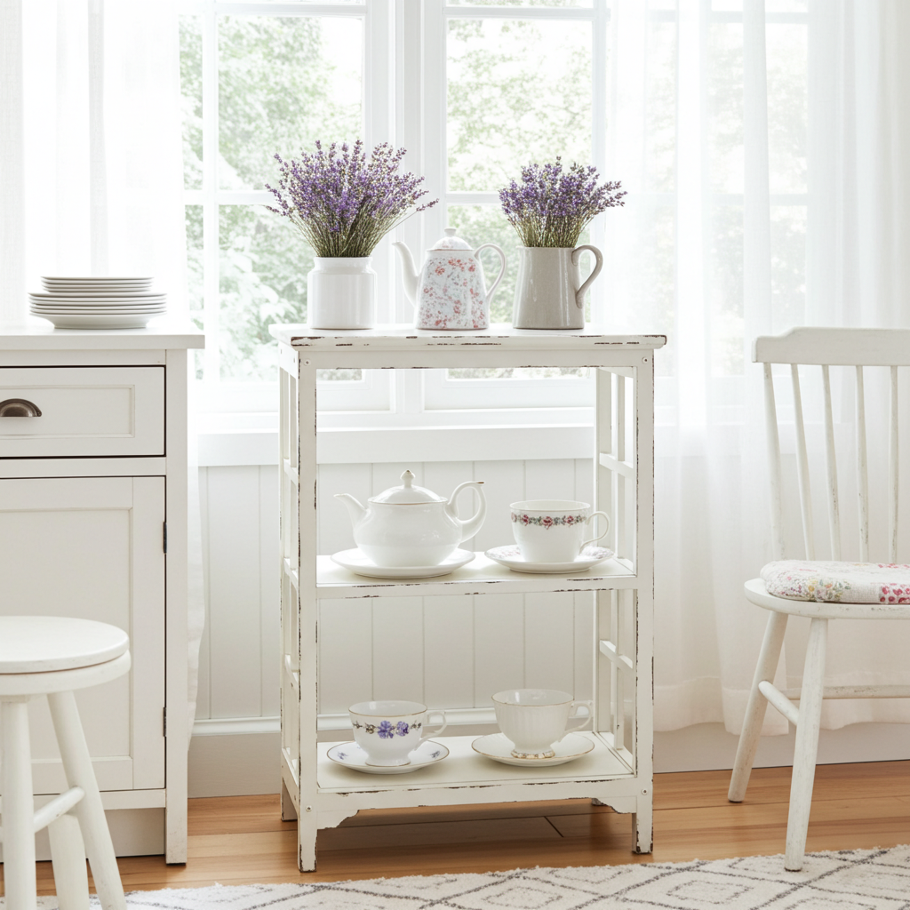 Tavolino bianco anticato - Chic Antique