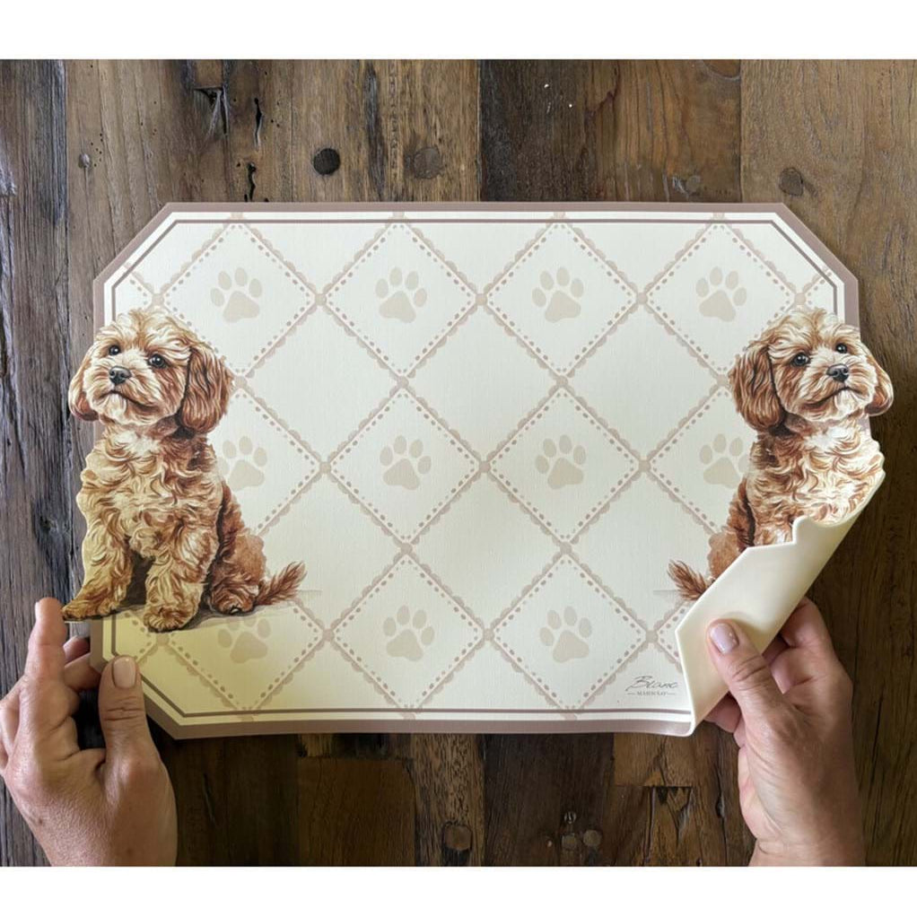 Tovaglietta vinile beige con decoro cagnolini - Blanc Mariclò