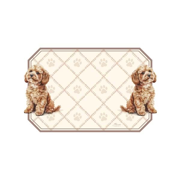 Tovaglietta vinile beige con decoro cagnolini - Blanc Mariclò