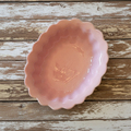 Antique pink ceramic oval plate
