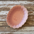 Antique pink ceramic oval plate
