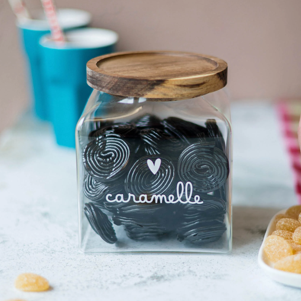 Barattolo in vetro "Caramelle" con tappo legno - Simple Day