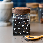 Barattolo in vetro "Cuori" con tappo legno SMALL - Simple Day