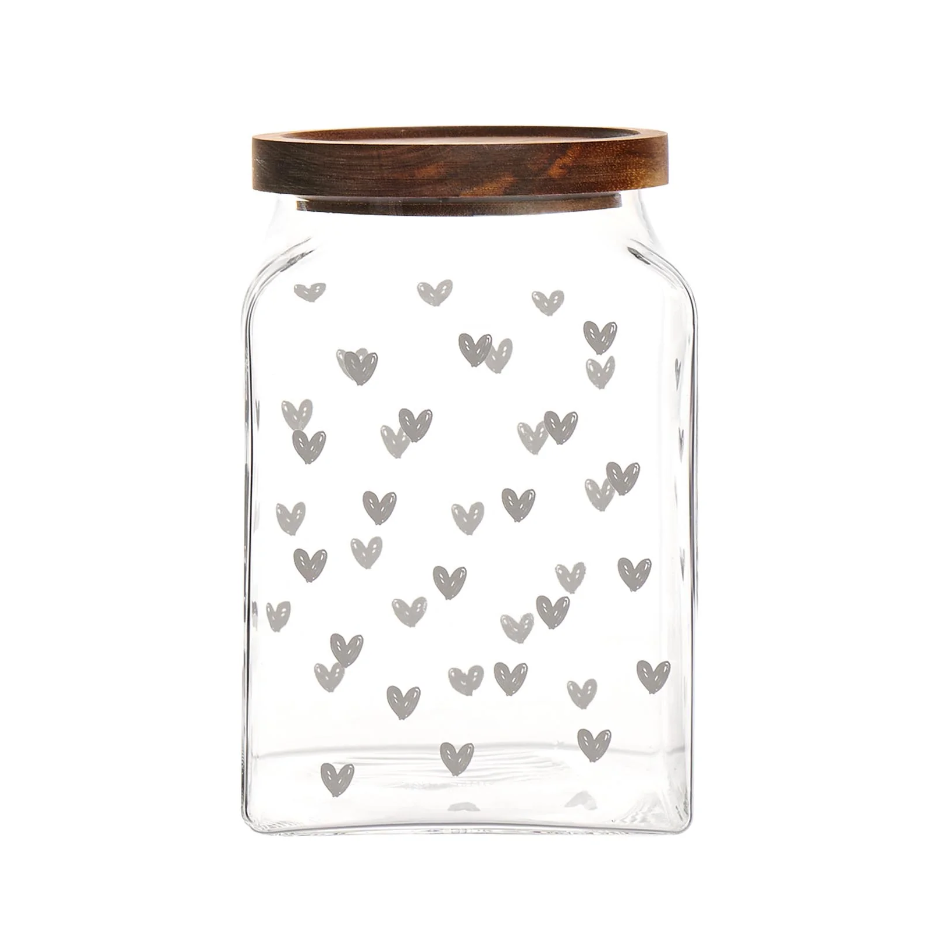 Barattolo in vetro "Cuori" con tappo legno - Simple Day