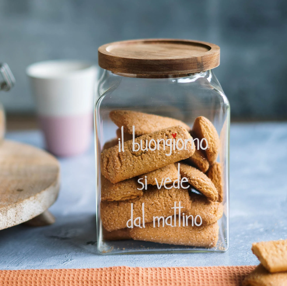 Barattolo in vetro "Il buongiorno si vede dal mattino" con tappo legno - Simple Day