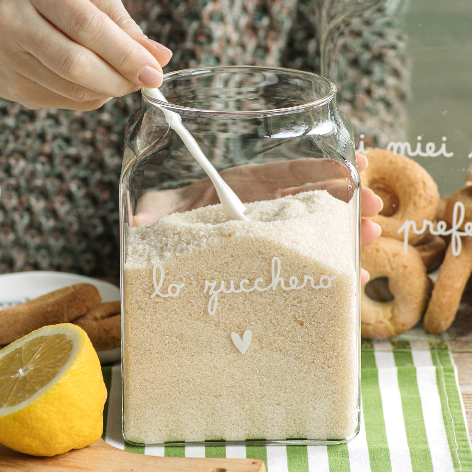 Barattolo in vetro "Lo zucchero" con tappo legno - Simple Day