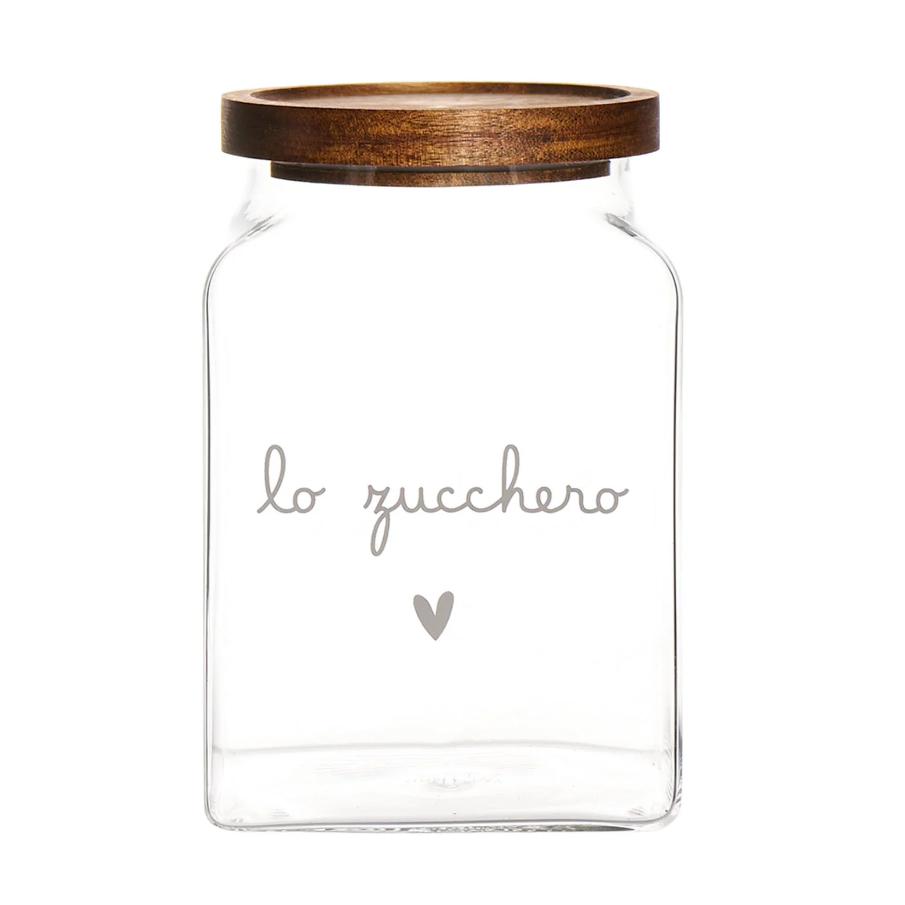 Barattolo in vetro "Lo zucchero" con tappo legno - Simple Day