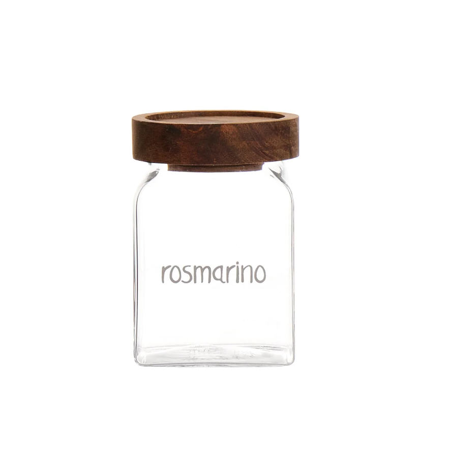 Barattolo in vetro "Rosmarino" con tappo legno SMALL - Simple Day