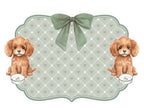 Tovaglietta vinile verde con decoro cagnolini - Blanc Mariclò
