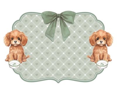 Tovaglietta vinile verde con decoro cagnolini - Blanc Mariclò