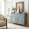 Credenza verde azzurro a due ante con ripiano centrale - Chic Antique