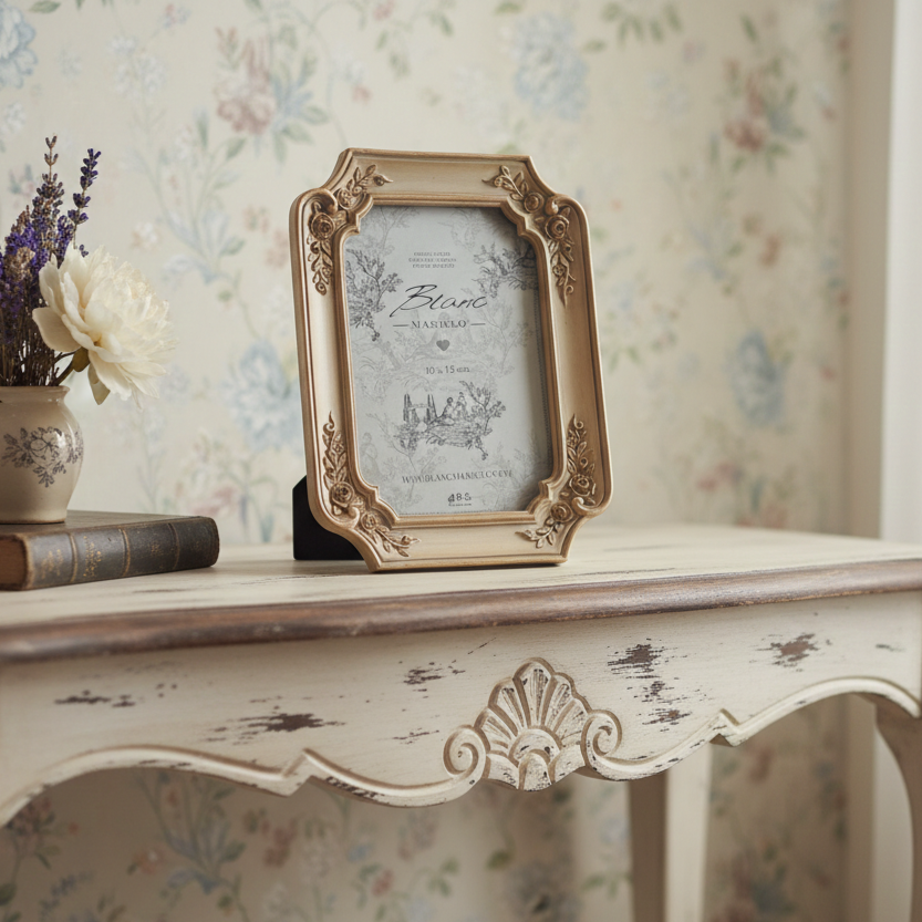 Cornice con roselline beige/oro - Blanc Mariclò