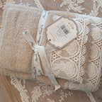 Coppia spugna con gala in sangallo bianco o beige - Blanc Mariclò