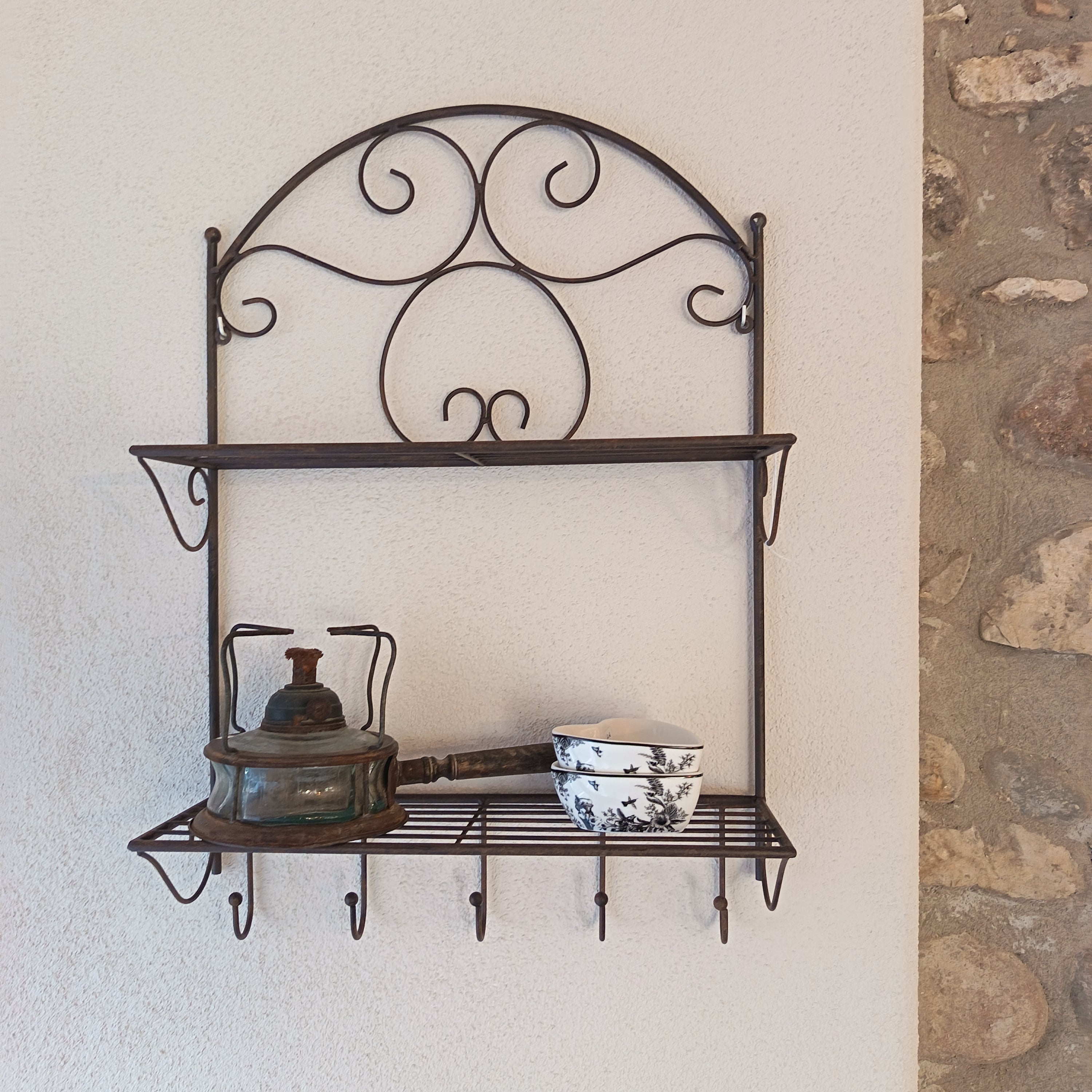 Mensola in ferro con 5 ganci