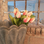 Real Touch Bouquet of 7 Tulips - Pink and White