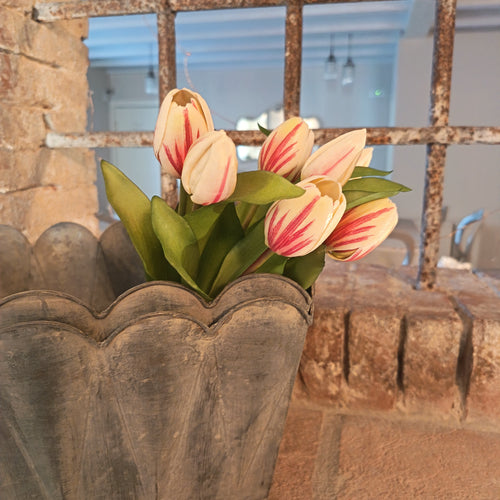 Bouquet real touch 7 Tulipani - Rosa e bianchi