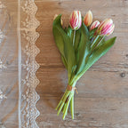 Real Touch Bouquet of 7 Tulips - Pink and White