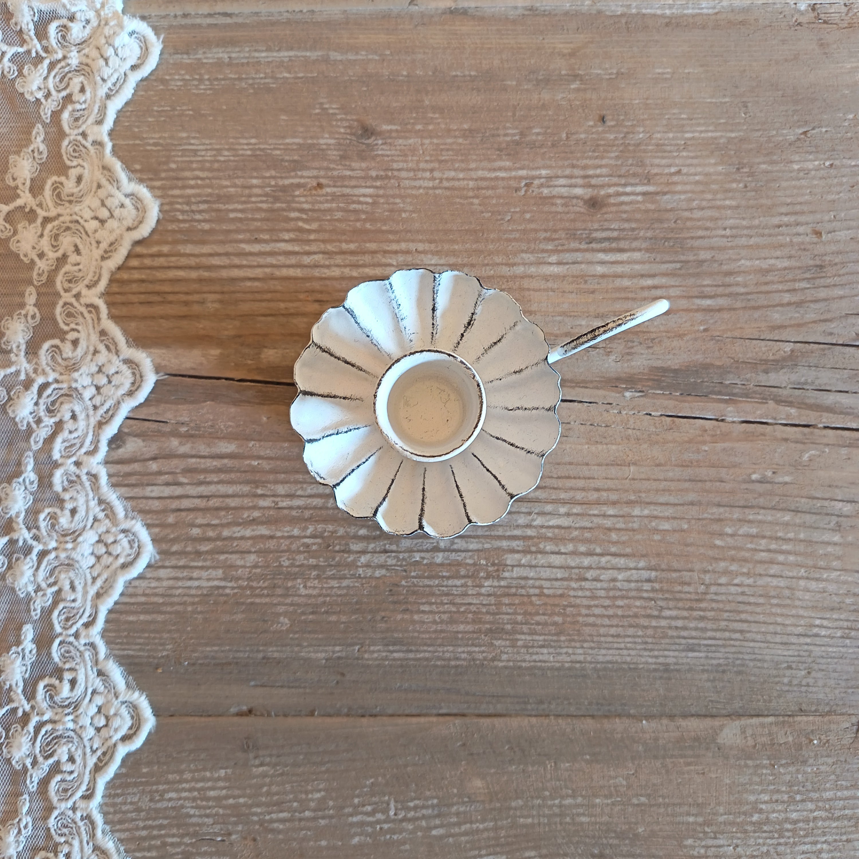 Porta candela bianco con manico