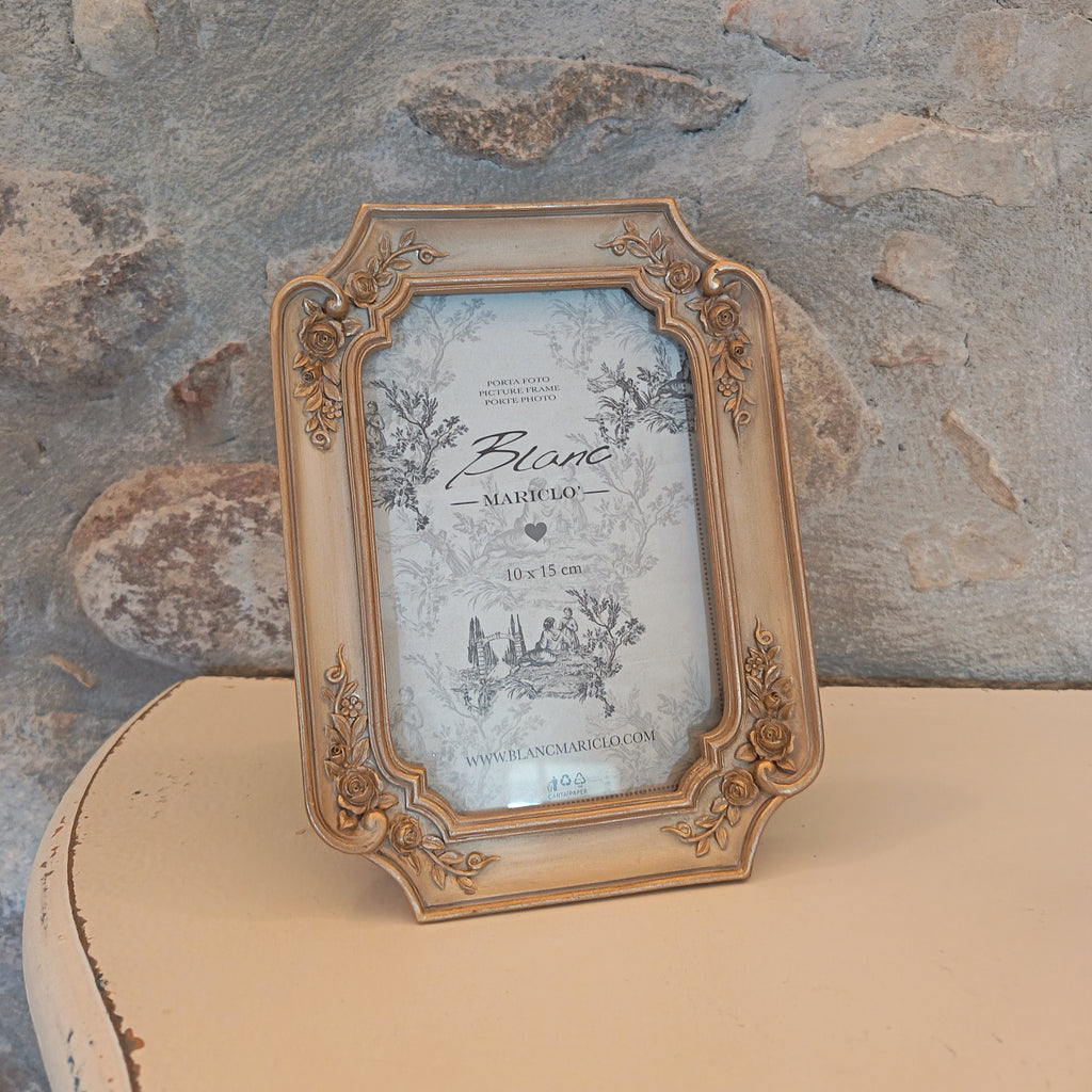 Cornice con roselline beige/oro - Blanc Mariclò