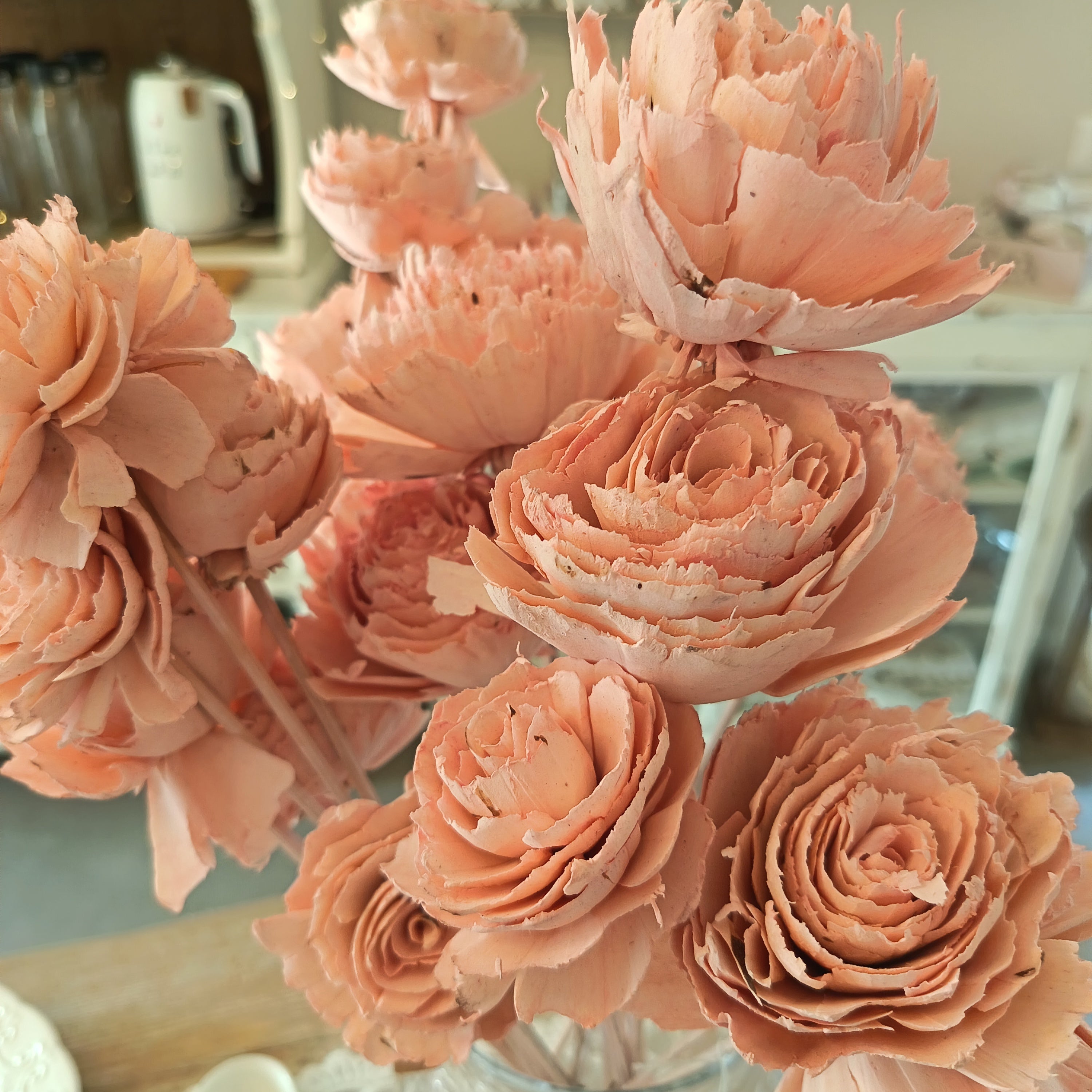 Mazzo di rose rosa ricostruite in fibra di manioca 100% naturali