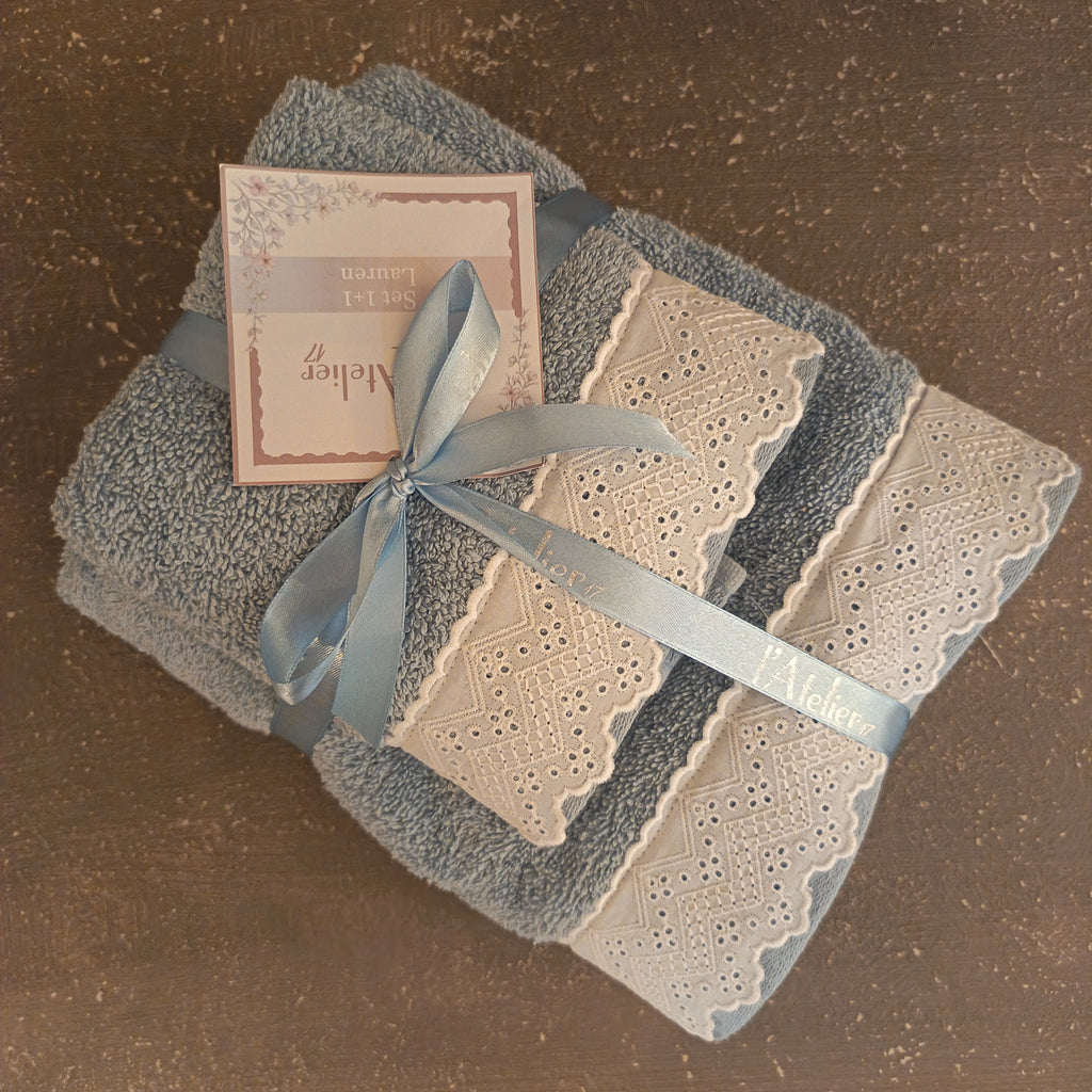 Coppia spugna viso e ospite Lauren con pizzo - L'Atelier 17