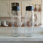 Clear Glass Water Bottle with Black Self-Opening Cap - Bastion Collection
