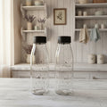 Clear Glass Water Bottle with Black Self-Opening Cap - Bastion Collection