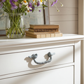 Antique gray furniture handle with flowers and birds