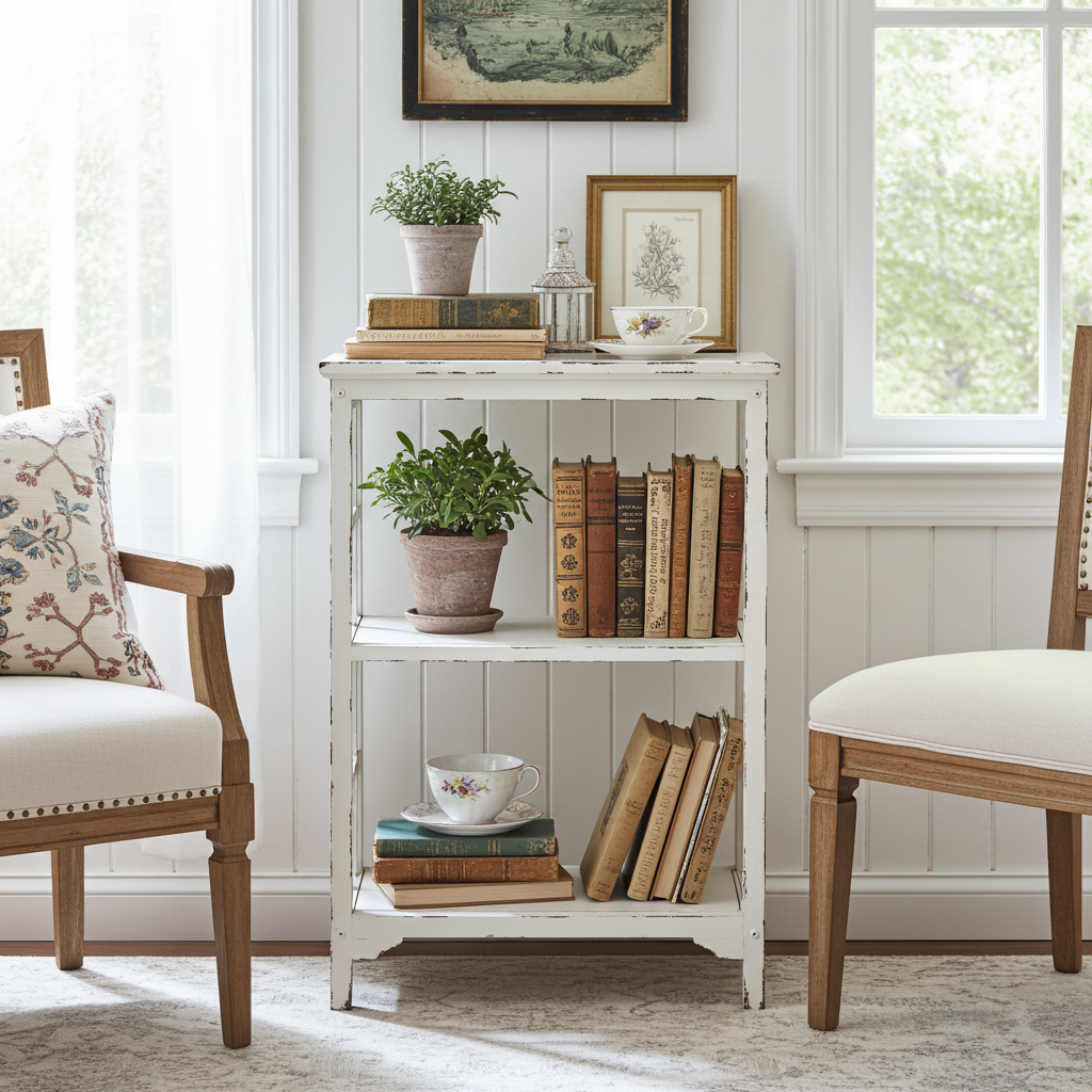 Tavolino bianco anticato - Chic Antique