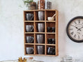 Wall or Freestanding Shelf with 12 Antique Wood Compartments - Chic Antique