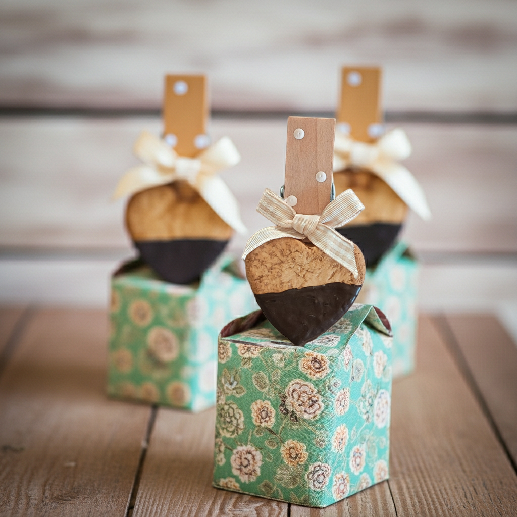 Handmade ceramic biscuit-decorated peg for package closure - 10x5cm