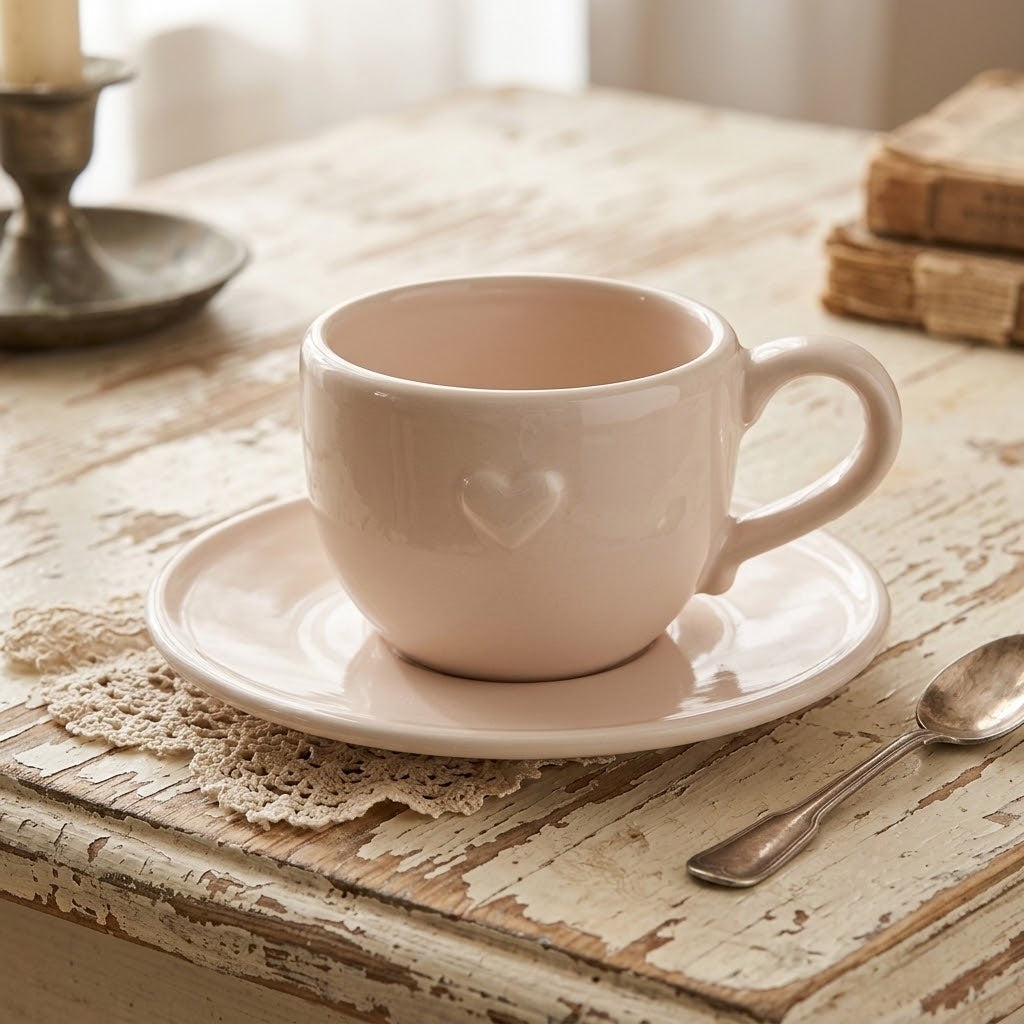 Tazza caffè con piattino rosa baby - Luxe Lodge