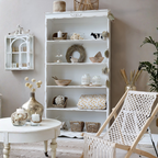 Libreria beige con 5 ripiani in legno anticato - Chic Antique