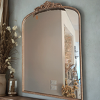 Specchio tortora effeto dorato con decoro - Chic Antique