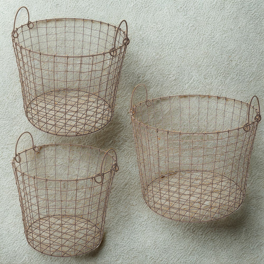 Cestino rotondo in metallo - Nuvole di stoffa